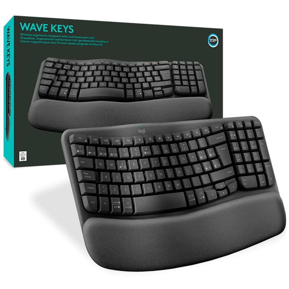 TECLADO ERGONÓMICO LOGITECH WAVE KEYS NEGRO, vista 3